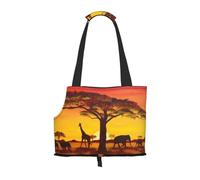 Pet-African Animal Sunset print portable bag, lightweight and breathable, suitable for taking small pets out.