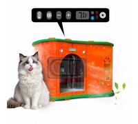 Pet Air Conditioned Room, Pet House with Heating and Cooling Function, Strong, Easy to Assemble, with Refrigeration, Heating, Ventilation Modes, Suitable for Cats and Small Dogs（Green & Orange）