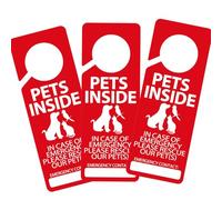 Pet Alert Safety Fire Rescue Door Hanger,3.5x9.5 Inch Save Our Pets Emergency Double Side Hanger Tags Sign,3 Pcs