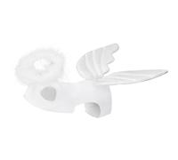 Pet Angel Costume, Thick Polyester Fabric | Festive White Wings Dress Up Christmas Apparel S M L, Comfortable Lightweight Warm Coat With Traction Rope Opening For Small Large Dogs