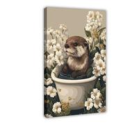 Pet Animal Bathroom Poster Funny Animal Portraits, Animal Heads on Human Bodies Decorations (72)