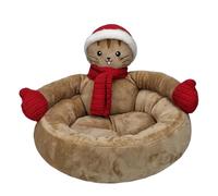 Pet Animals Bed - Soft Warm Christmas Themed Pet Bed, Cozy Pet Christmas Bedding | Novelty Beds Festive Cat Cushions, Holiday Pet Beds Snowflake Decor Present for Holidays and Christmas