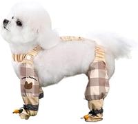 Pet Anti Dust Pants - Waterproof Dog Leggings with Suspenders, Adjustable Anti-Slip Paw Protectors, Dust & Mud Proof Home Socks for Walking, Rain & Snow (Grid, XXL)