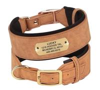 PET ARTIST 2 Inch Wide Personalized PU Leather Dog Collar for Large Dog - Soft Thick Padded Dog Collar with Engraved Name for Rottweiler Great Dane Fit Neck 48-58cm
