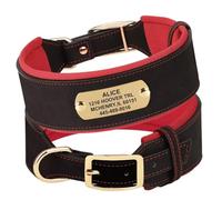 PET ARTIST 2 Inch Wide Personalized PU Leather Dog Collar for Large Dog - Soft Thick Padded Dog Collar with Engraved Name for Rottweiler Great Dane Fit Neck 48-58cm