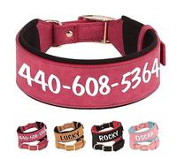 PET ARTIST 2" Wide Personalized Leather Dog Collar for Large Dog - Soft Thick Padded Dog Collar with Large Name for Rottweiler Mastiff Great Dane, Red XL