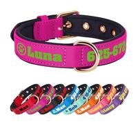 PET ARTIST Colorful Personalised Dog Collars with Large Name & Number, Soft Padded Nylon Dog Collar, Waterproof & Durable & Lightweight for Small Medium Dogs,Hot Pink,S