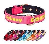 PET ARTIST Colorful Personalised Dog Collars with Large Name & Number, Soft Padded Nylon Dog Collar, Waterproof & Durable & Lightweight for Small Medium Dogs,Pink,S