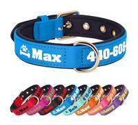 PET ARTIST Colorful Personalised Dog Collars with Large Name & Number, Soft Padded Nylon Dog Collar, Waterproof & Durable & Lightweight for Small Medium Dogs,Blue,M