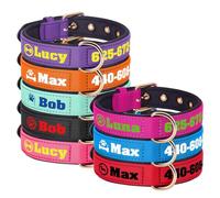 PET ARTIST Colorful Personalised Dog Collars with Large Name & Number, Soft Padded Nylon Dog Collar, Waterproof & Durable & Lightweight for Small Medium Dogs,Black,M