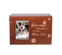 Pet Ashes Box 6.3″ X 4.4″ X 4.4″ Wooden Dog Ashes Box Bring Photos Pet Urn Pet Memorial Urn Pet Cremation Box for Small Pets Brown