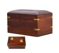 Pet Ashes Box - Engraved Memory Urn, Wooden Pet Container | Handcrafted Keepsake Box with Paw Print Design Memorial for Dog Cat Ashes for Indoor Shelf Decor Grieving Family Remembrance Display
