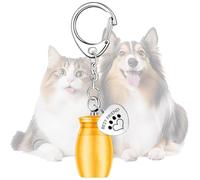 Pet Ashes Keepsake Keychain | Cylinder Urn Keychain Keepsake Cremation | Paw Print Memorial Urn, Sympathy Loss of Pet Keyring for Dog, Cat, Puppy