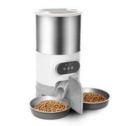 Pet automatic feeder Stainless Steel Pet Feeder Smart Feeder Dual Power Supply Timed Quantity Single BowlDual Bowl Suitable Compatible with Dogs and Cats pet feeder(WiFi type,4.5L-B)