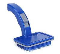 Pet Automatic Hair Removal Comb Blue Plastic Grooming Brush For Dogs Easy Cleaning Tool With Non Slip Handle 12x7.6cm 1PCS