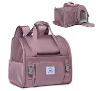 Pet Backpack Carrier for Small Dogs Medium Cats, Puppies,Breathable and Collapsible Design, Portable Travel Bag for Bearded Dragon,Rabbit Cage (Purple, Large)