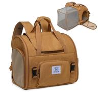 Pet Backpack Carrier for Small Dogs Medium Cats, Puppies,Breathable and Collapsible Design, Portable Travel Bag for Bearded Dragon,Rabbit Cage (Brown +Two-Shoulder, Large)