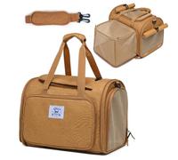 Pet Backpack Carrier for Small Dogs Medium Cats, Puppies,Breathable and Collapsible Design, Portable Travel Bag for Bearded Dragon,Rabbit Cage (Brown +One-Shoulder, Small)