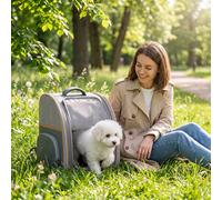 Pet Backpack Carrier with Adjustable Straps, Dog & Cat Carrier, Grey