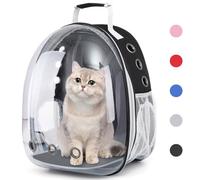 Pet Backpack Carrier with Harness Backpack with Bubble Clear Front for Cats, Small Dogs, Bunnies etc with Harness Included, Pet Carrier for Traveling, Walking, Hiking and Outdoor Activities