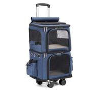 pet backpack, Double Deck Pets Bag With Wheels Portable Pet Carrier Backpack Cat Space Small Animal Outdoors Cat,pet supplies(B)