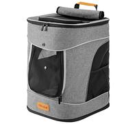 Cadoca® Backpack Pet Carrier | Ideal Transport Bag For Cats and Dogs | High Wearing Comfort | Up to 20kg Capacity | Adjustable Straps | With Short Lead & Waist Belt | Grey