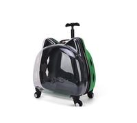 Pet Backpack W/Wheels, Portable Outdoor Pet Trolley Case, Lightweight Pet Carrying Bag for Hiking (Green A)