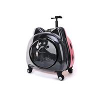 Pet Backpack W/Wheels, Portable Outdoor Pet Trolley Case, Lightweight Pet Carrying Bag for Hiking (Pink B)