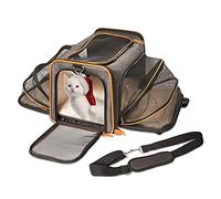 Pet Bag 2 Sides Expandable Large Travel Cat Backpack Transparent Hard Shell Bag Adjustable for Dogs Cats Travel Hiking (D)