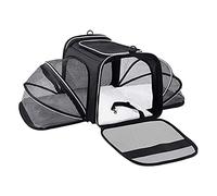 Pet Bag 2 Sides Expandable Large Travel Cat Backpack Transparent Hard Shell Bag Front Removable Pad Adjustable Shoulder Straps (C)