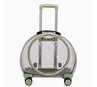 Pet Bag Trolley Case with Silent Wheels Lightweight Pet Shipping Box with Stickers Free Breathing Dog Travel Bag Outdoor Travel Hiking (Green a)