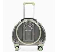 Pet Bag Trolley Case with Silent Wheels Lightweight Pet Shipping Box with Stickers Free Breathing Dog Travel Bag Outdoor Travel Hiking (Green B)