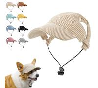 Pet Baseball Cap with Ear Holes, Adjustable Pet Sun Visor Hat for Large Medium Small Dogs & Cats, Breathable Dog Baseball Cap, Photo Props (Beige,Small)