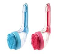 Pet Bath Brush, 2PCS Soft Dog Cat Bath Brush Massage Brush Pet Grooming Kit with Shampoo Dispense for Long and Short Hair (Pink and Blue)