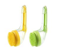 Pet Bath Brush, 2PCS Soft Dog Cat Bath Brush Massage Brush Pet Grooming Kit with Shampoo Dispense for Long and Short Hair (Yellow and Green)
