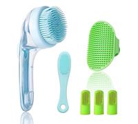 Pet Bath Brush for Dogs, Dog Brush, 6 Piece Dog Bath Brushs Set with Large and Small Brushs, and Finger Toothbrushes, Dog Shampoo Scrub for Massage Washing, for Short Hair and Long Hair Pets