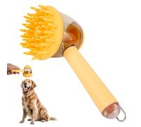 Pet Bath Brush with Soap Dispenser, 3-in-1 Dog & Cat Grooming Shampoo Brush for Bathing, Massaging & Deshedding Pet Shower Scrubber for Daily Cleaning (Yellow)