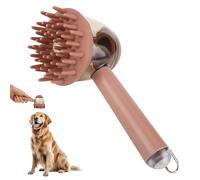 Pet Bath Brush with Soap Dispenser, 3-in-1 Dog & Cat Grooming Shampoo Brush for Bathing, Massaging & Deshedding Pet Shower Scrubber for Daily Cleaning (Coffee)