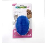 Pet bath brush with stainless steel needle bath massager, pet comb with protection point(blue,2 pieces)