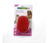 Pet bath brush with stainless steel needle bath massager, pet comb with protection point(red,2 pieces)
