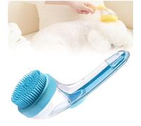 Pet Bath Brushs with Soap Dispenser, Grooming Brushes for Dogs, 2 in 1 Dog Bath Brushs, Deep Cleaning Scrubber with Built-In Dispensers, for Dogs for Long and Short Hair (Blue)