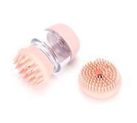 Pet Bath Massage Brush Multifunction Silicone Comfortable Cleaning Washing Tool for Dogs Cats Pink Green Optional 3.5 Inch with Two Brush Heads (Rubber Pink)