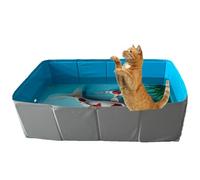 Pet Bath Pool - PVC Dog Paddling Pool Foldable Square-Shaped | Anti-Slip Pet Puppy Bathing Tub for Small Medium Large Puppy Cats Small Animals