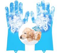 Pet Bathing Gloves - Dog and Cat Shampoo Gloves, High Density Bristles Washing Brush, Heat Resistant Cleaning Gloves, Gentel Grooming and Massage Scrubber for Dogs, Cats, Horses, and Rabbits