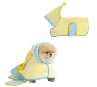 Pet Bathrobe for Dogs Cats,Super Absorbent Microfiber Pet Bathing Towel Robe,Quick Dry Stripe Dog Hooded Drying Coat with Star Decor,Dog Dressing Gown for Daily,Taking Photos,Warm,Soothing_L(Yellow)