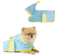 Pet Bathrobe for Dogs Cats,Super Absorbent Microfiber Pet Bathing Towel Robe,Quick Dry Stripe Dog Hooded Drying Coat with Star Decor,Dog Dressing Gown for Daily,Taking Photos,Warm,Soothing_XL(Blue)