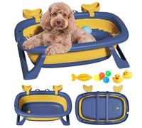 Pet Bathtub with Toys,Portable Puppy Bathtub for Easy Baths and Easy Storage, Dog Bath Tubs for Small Medium Pets (Blue)
