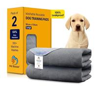 Pet Bazaar Large Dog Training Pads, Waterproof Non-Slip Puppy Pee Mats, 90 x 104 cm, Pack of 2, Grey