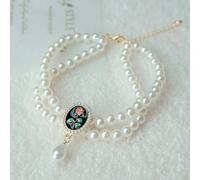 Pet Beautiful Necklace, Teddy Adjustable Collar,Pet Double Row Pearl Collar for Cat and small Dog for party,birthday (Black rose, S(20-25cm/7.8''-9.8''))
