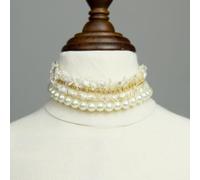 Pet Beautiful Pearl Necklace for man, Adjustable bow tie Collar, Pet beauty Collar for woman Cat and Dog, Girl Clothing Dress Accessories (Lace & pearls, S(20-25cm/7.8''-9.8''))